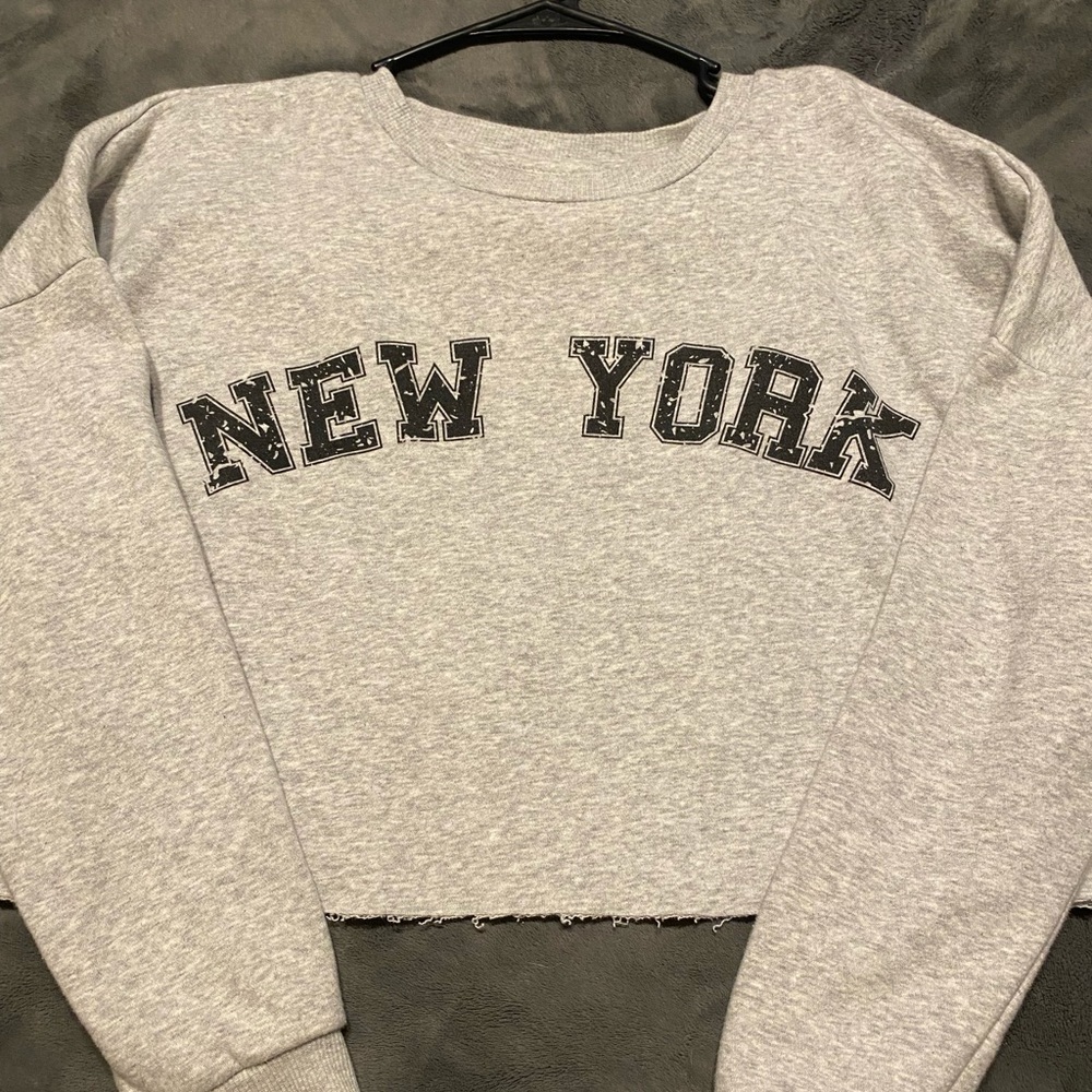Cropped Grey Crewneck